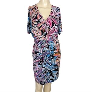 Trina Turk Abstract Swirl V-Neck Dress Size M